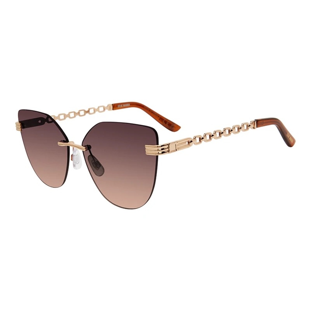 Steve Madden Maggie Sunglasses Shiny Gold Crystal Brown 100% UV Protection